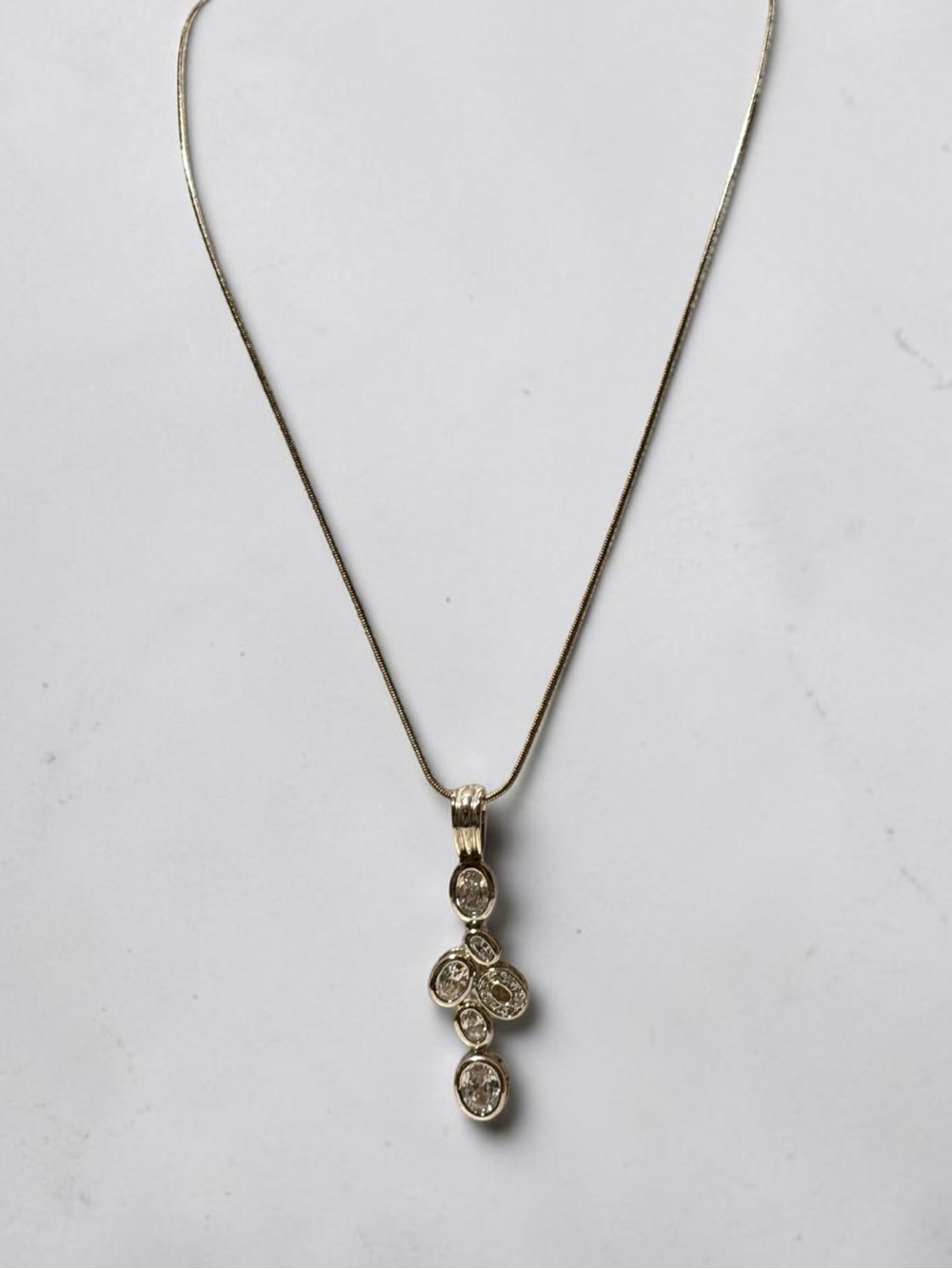 Vintage Lia Sophia “Melody” Silver Tone Cubic Zirconia Drop Pendant Necklace